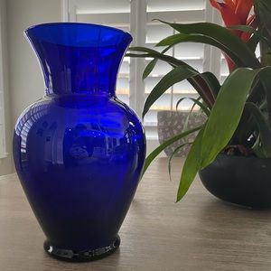 Cobalt Blue Flower Vase 10 inch